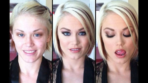 Порнозвезды до и после нанесения макияжа перед съемками (30 фото)